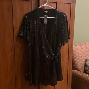 Lane Bryant sequined peplum black wrap top